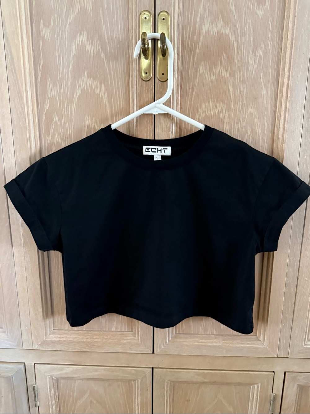 ECHT Black Cropped Crew Tee
